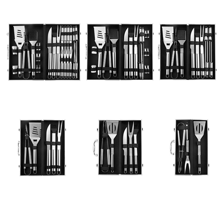 Skorter | 10 in 1 Barbecue Combination Tool Set Aluminum Box Stainless Steel Grill Set