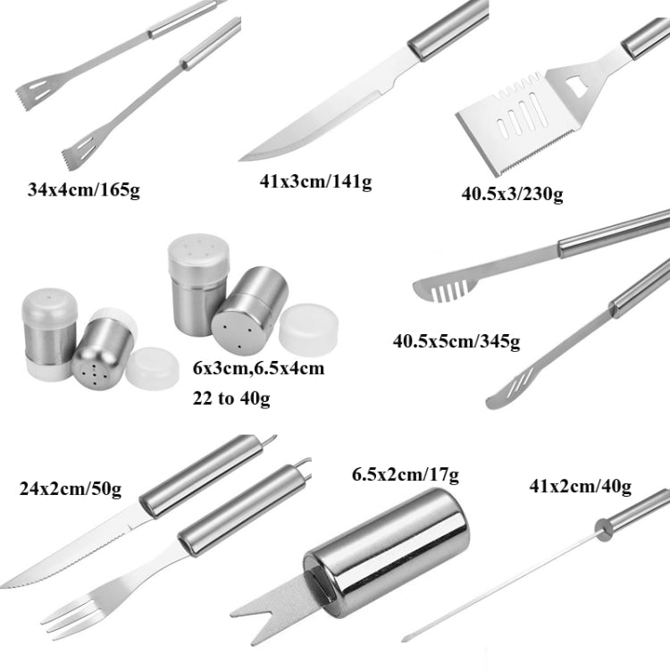 Skorter | 10 in 1 Barbecue Combination Tool Set Aluminum Box Stainless Steel Grill Set