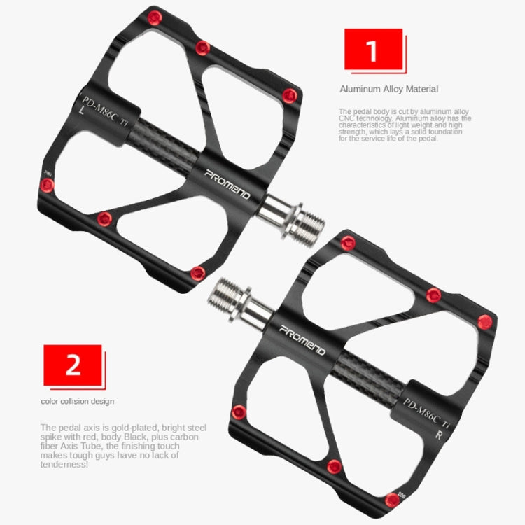 Skorter | 1 Pair PROMEND Titanium Axle Carbon Tube Bicycle Pedal Mountain Bike Road Bike 3 Palin Pedal PD-M86C-TI