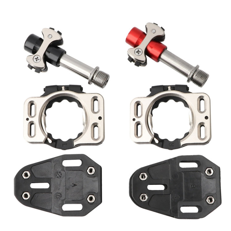 Skorter | MEROCA Road Lock Shoes Card Three Pardin Bicycle Lollipops Self-Locking Pedal With Lock, Style: Steel Axis (Red)