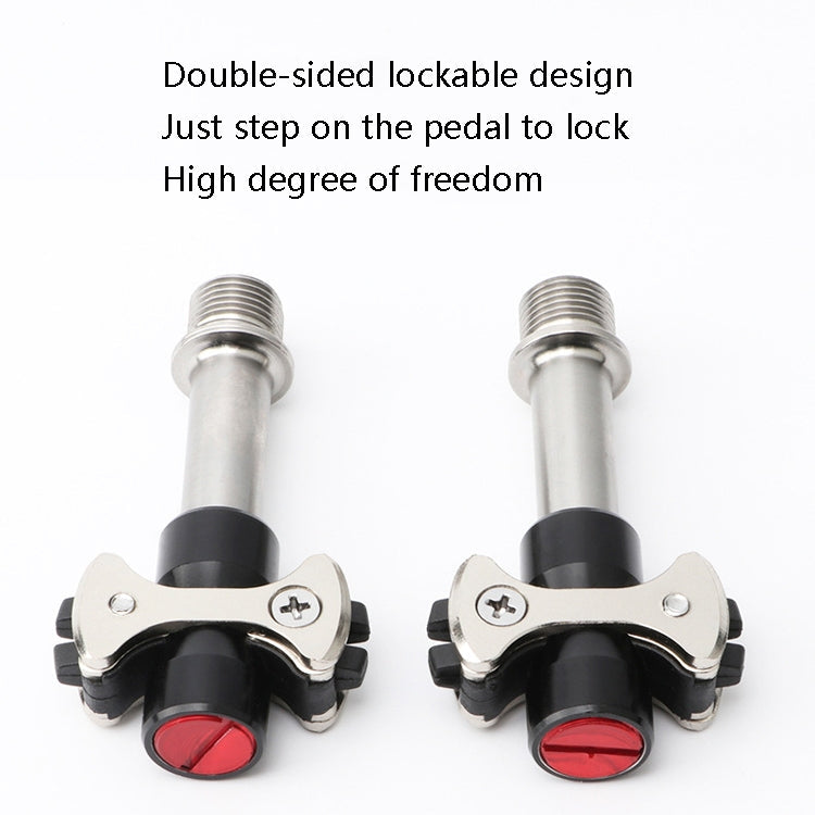 Skorter | MEROCA Road Lock Shoes Card Three Pardin Bicycle Lollipops Self-Locking Pedal With Lock, Style: Steel Axis (Red)