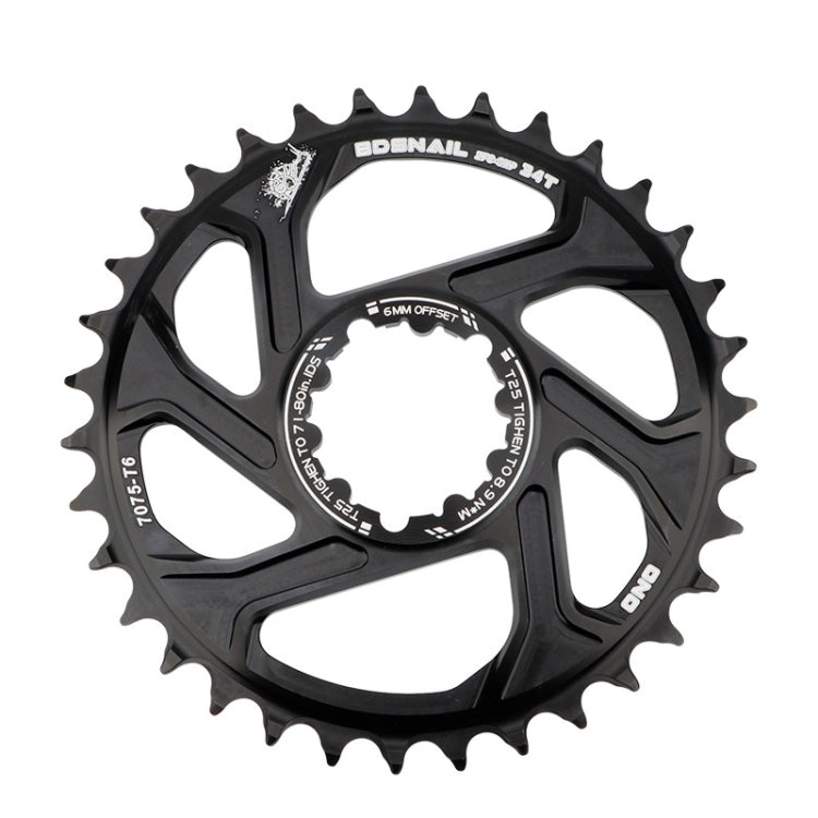Skorter | BDSNAIL Mountain Bike Single Disk GXP Direct-Shaped Integrated Disk Positive And Negative Tooth Disc, Colour: 34T (Black)