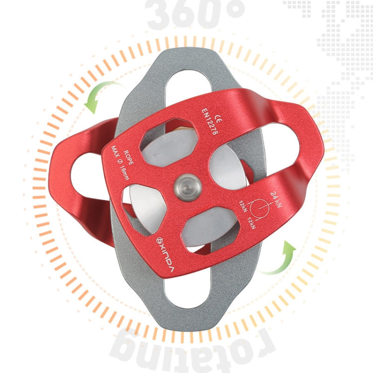 Skorter | XINDA XD-8613 Outdoor Rock Climbing Jungle Rope Overhead Crossing Side Plate Double Pulley(Red)