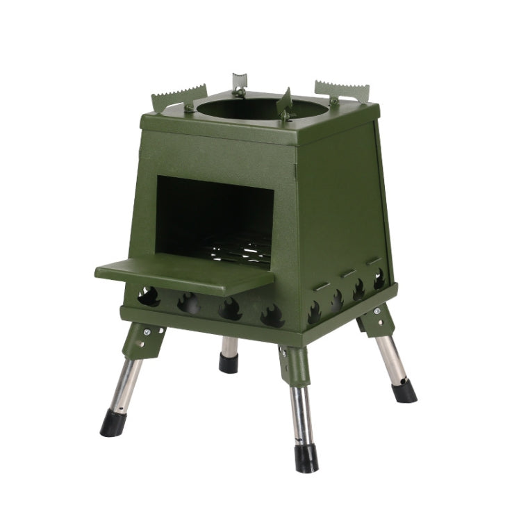 Skorter | Outdoor Camping Folding Portable Barbecue Wood Stove, Size: Large (Green)