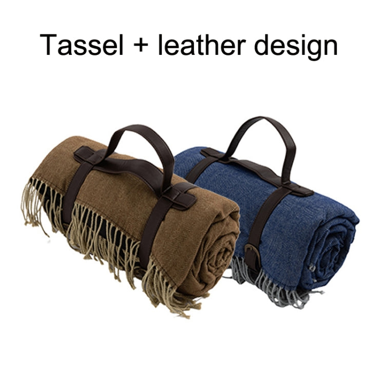 Skorter | FWP Waterproof Thick Tassel Picnic Mat, Size: 200x150cm(Navy Blue)
