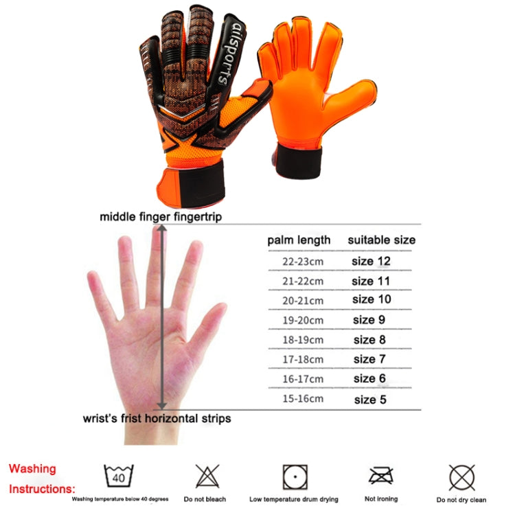 Skorter | Ailsports ST5511 1 Pair Goalkeeper Thicken Latex Fingers Protection Gloves, Size: 9(Blue)