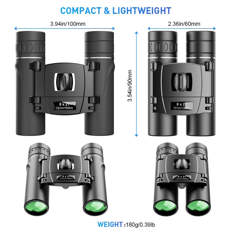 Skorter | APEXEL 8 x 21 Zoom Binoculars Telephoto 3000m Long Distance Foldable HD Mini Telescope(Black)