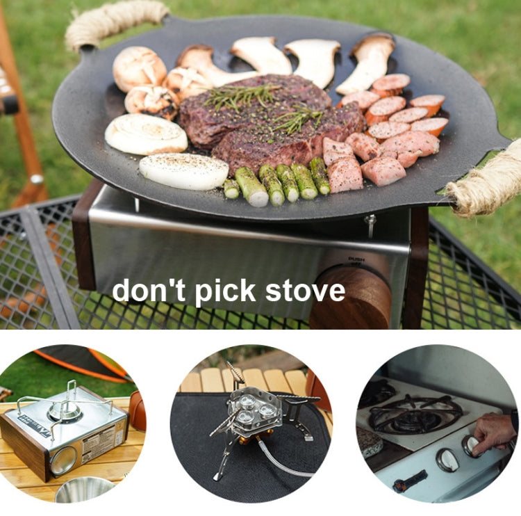 Skorter | Outdoor Camping BBQ Cast Iron Grill Pan,Style: Baking Pan+Net+Hemp Rope+Storage Bag