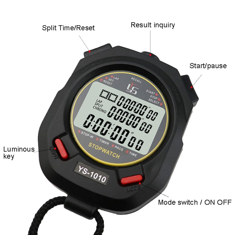 Skorter | YS 3 Rows Display Luminous Stopwatch Timer Training Referee Stopwatch, Style: YS-1100 100 Memories
