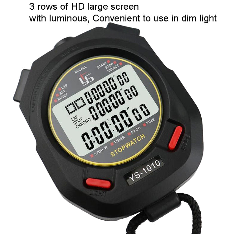 Skorter | YS 3 Rows Display Luminous Stopwatch Timer Training Referee Stopwatch, Style: YS-1100 100 Memories