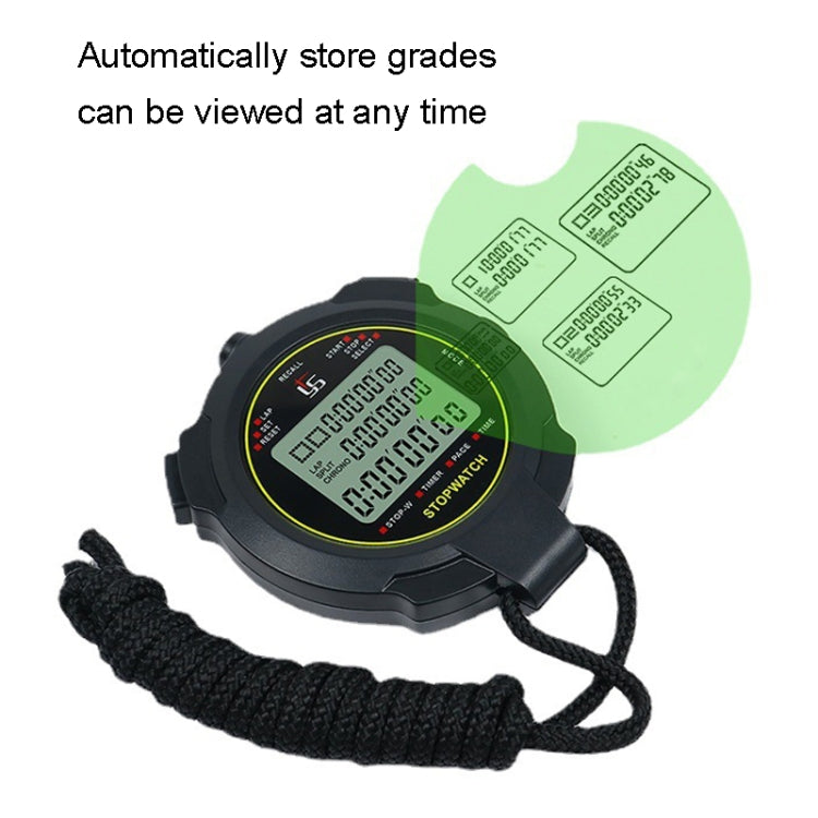 Skorter | YS Stopwatch Timer Training Fitness Competition Stopwatch, Style: YS-7100 100 Memories(Black)