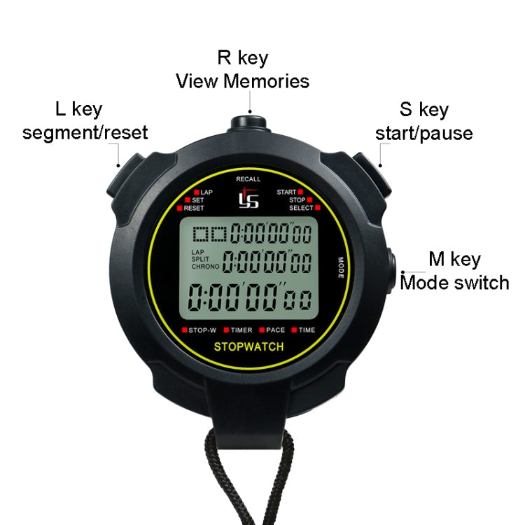 Skorter | YS Stopwatch Timer Training Fitness Competition Stopwatch, Style: YS-7120 120 Memories(Black)