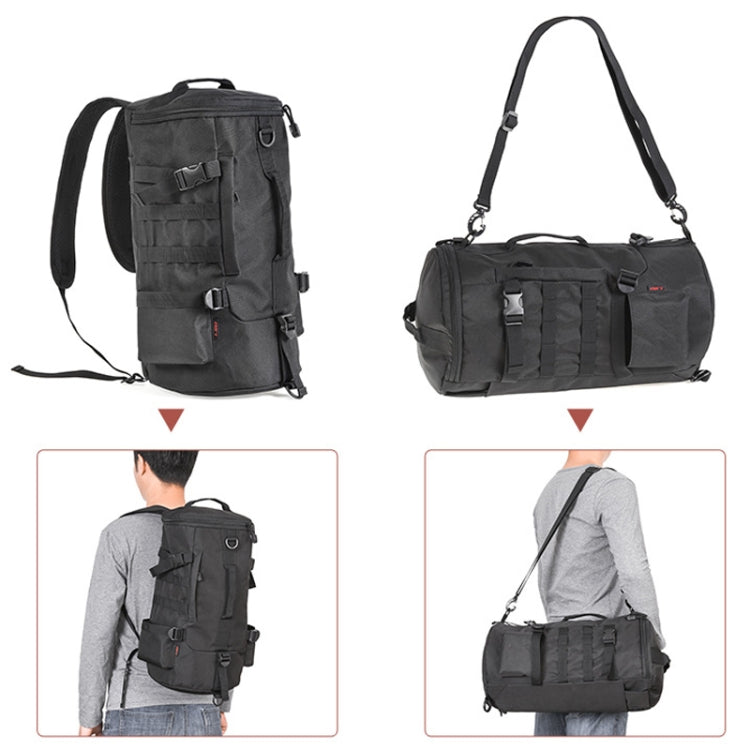 Skorter | LEO 28085 Cylina Shape Fishing Gear Backpack Fishing Rod Outdoor Shoulder Bag(28085-B Black)