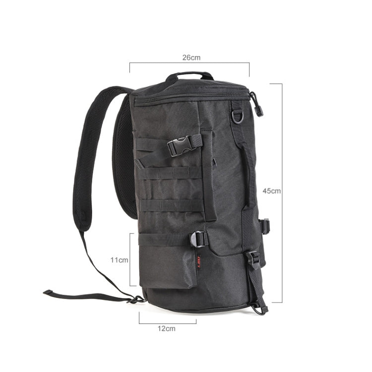 Skorter | LEO 28085 Cylina Shape Fishing Gear Backpack Fishing Rod Outdoor Shoulder Bag(28085-B Black)