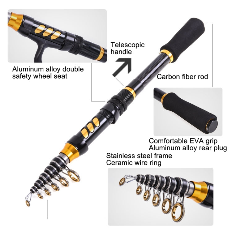 Skorter | LEO 28004 Short Carbon Sea Pole Mini Road Fishing Rod Fishing Gear, Length: 240cm