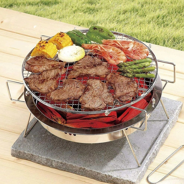 Skorter | RG_011 Outdoor Round Folding Stainless Steel Barbecue Grill, Size: 30 x 19.5cm