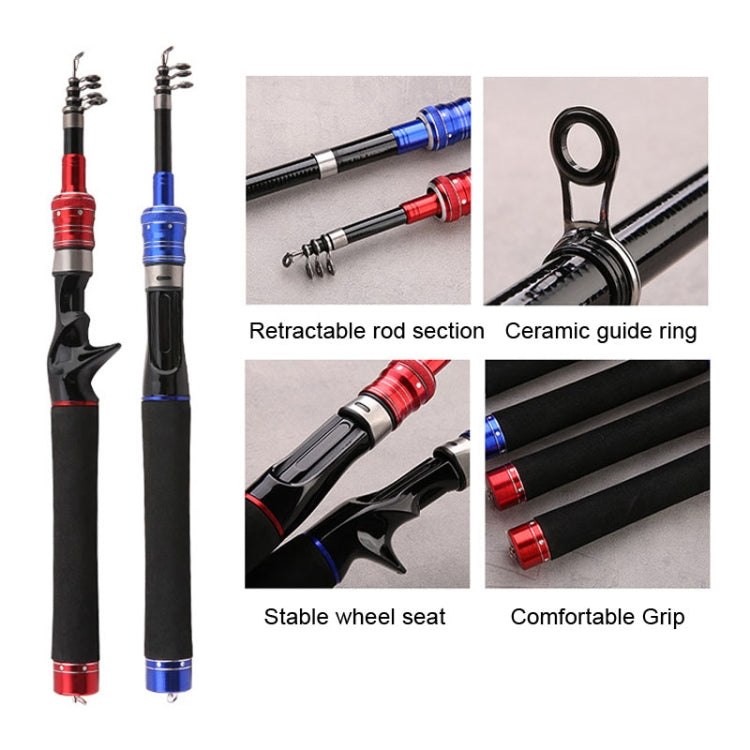 Skorter | Telescopic Lure Rod Mini Fishing Rod Portable Fishing Tackle, Length: 1.8m(Red Curved Handle)