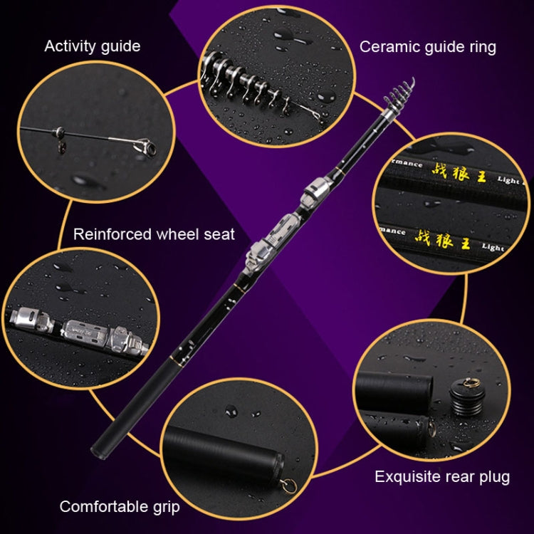 Skorter | ZHANLANGWANG Carbon Throwing Pole Mini Short Rock Fishing Rod, Length: 3.6m(Black)