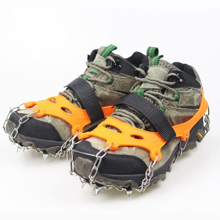 Skorter | 1 Pair 23 Spikes Crampons Outdoor Winter Walk Ice Fishing Snow Shoe Spikes,Size: XL Orange