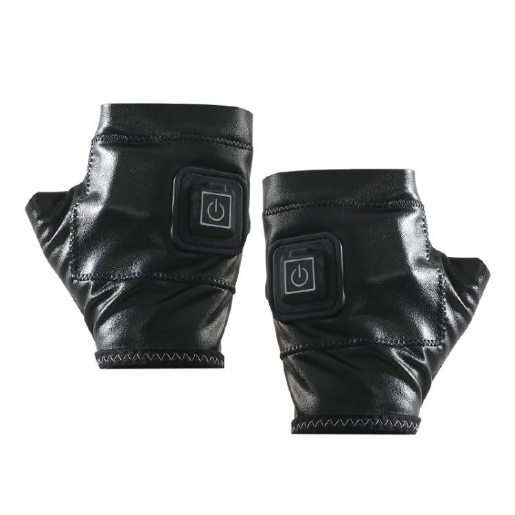 Skorter | 1 Pair Adjustable Temperature Rechargeable Intelligent Electric Heating Gloves Half Finger Gloves, Size: S(Black)
