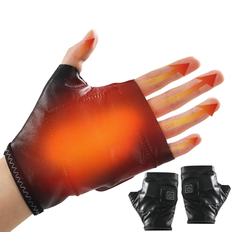Skorter | 1 Pair Adjustable Temperature Rechargeable Intelligent Electric Heating Gloves Half Finger Gloves, Size: L(Black)