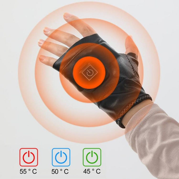 Skorter | 1 Pair Adjustable Temperature Rechargeable Intelligent Electric Heating Gloves Half Finger Gloves, Size: L(Black)