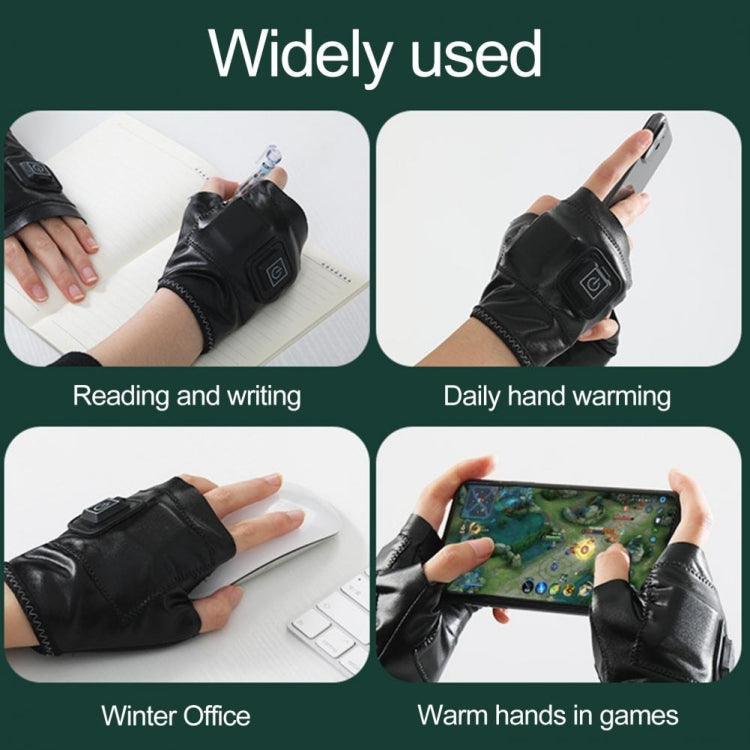 Skorter | 1 Pair Adjustable Temperature Rechargeable Intelligent Electric Heating Gloves Half Finger Gloves, Size: L(Black)