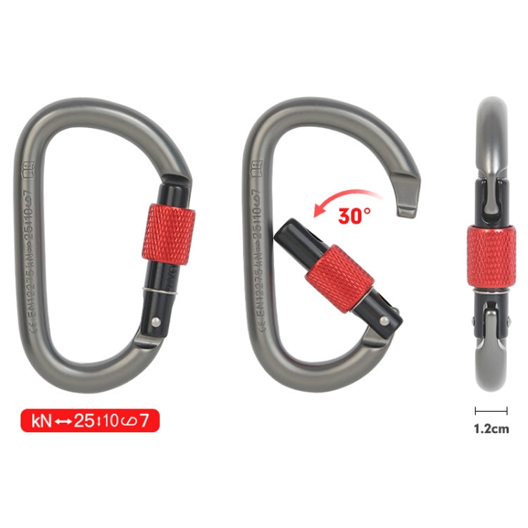 Skorter | Xinda 25kN Climbing Carabiner Aluminum Alloy D-Shape Screw Gates Lock(Gray)