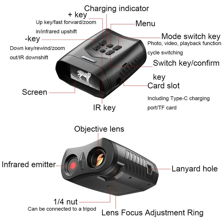 Skorter | APEXEL 3-inch LCD HD Screen Photo Video Portable Binoculars Digital Infrared Night Vision Device(APL-NV009)