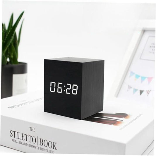 Skorter | LED Digital Alarm Clock – Compact Cube with Time, Date & Temperature Display