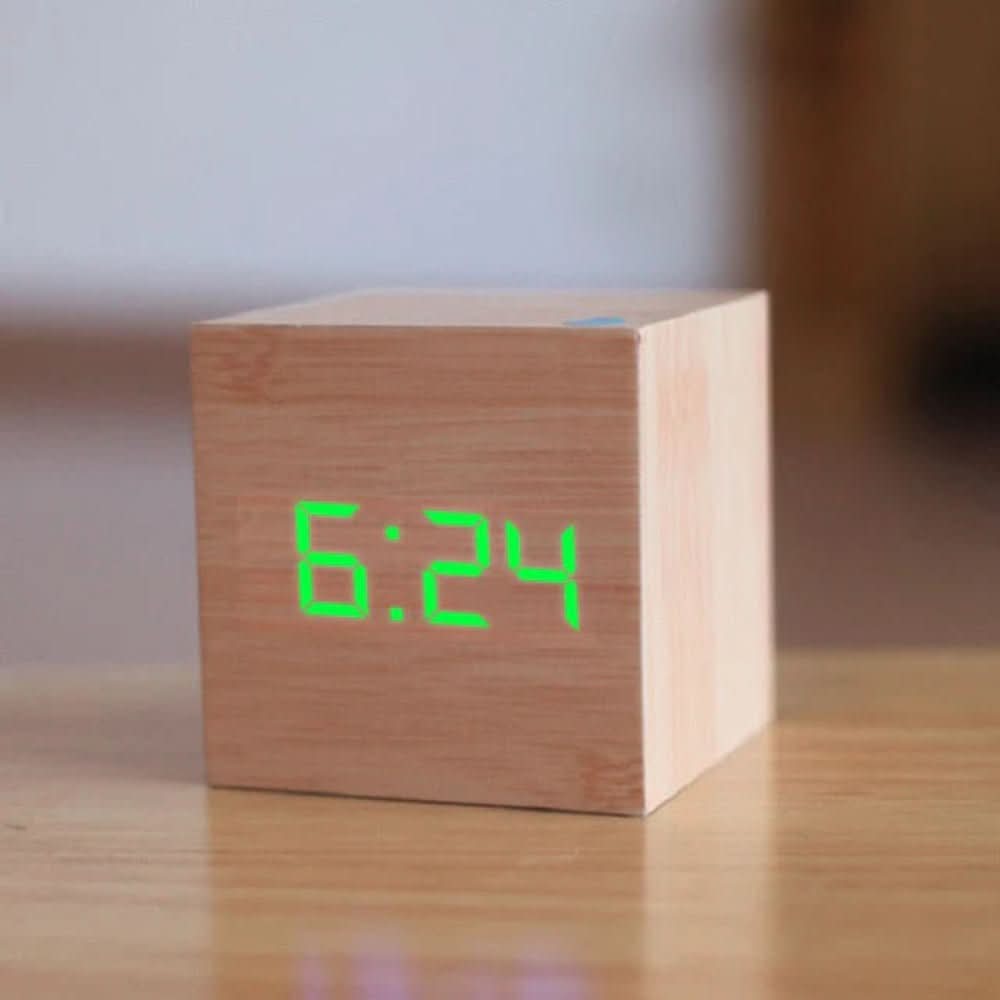 Skorter | LED Digital Alarm Clock – Compact Cube with Time, Date & Temperature Display