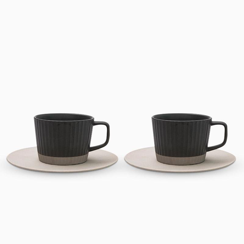 Skorter | 2/4/6-piece White Gray Stoneware Coffee Cup Set