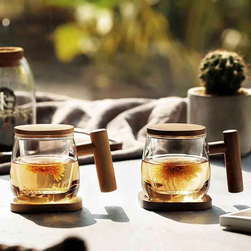 Skorter tea infuser in glass and wood 300ml