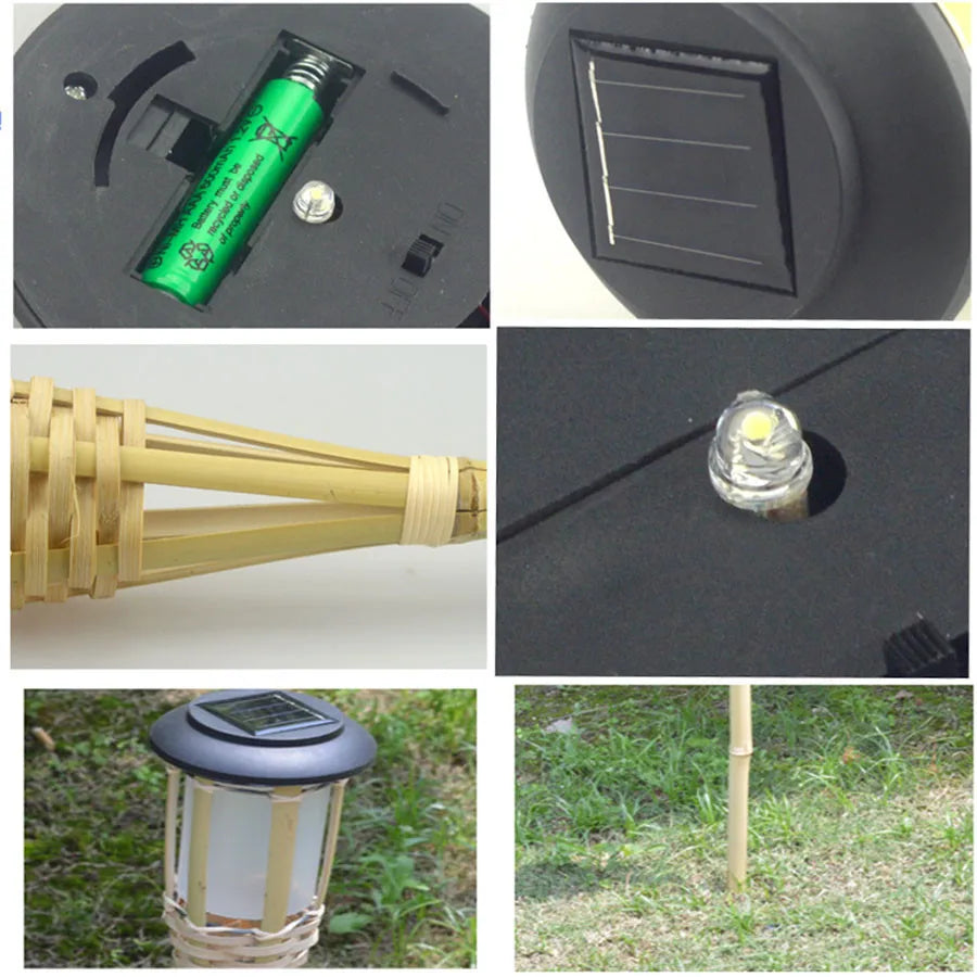 Skorter | SolarGlow - Bamboo Solar Garden Torch – Weatherproof LED Lighting for Garden & Terrace