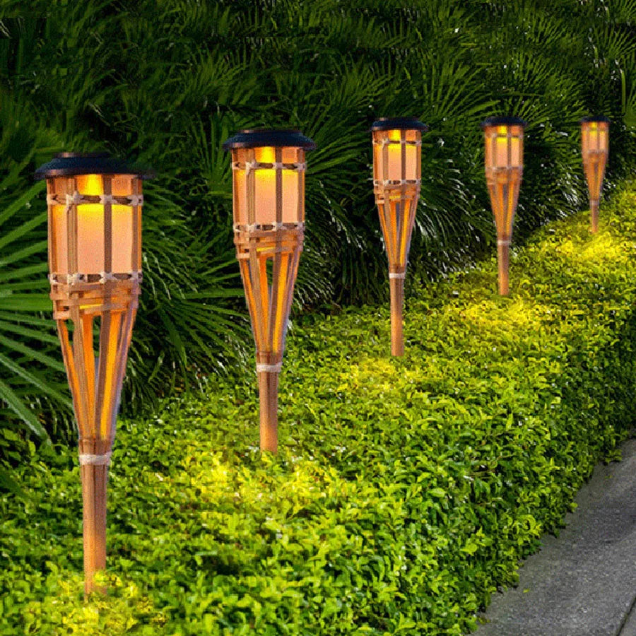 Skorter | SolarGlow - Bamboo Solar Garden Torch – Weatherproof LED Lighting for Garden & Terrace