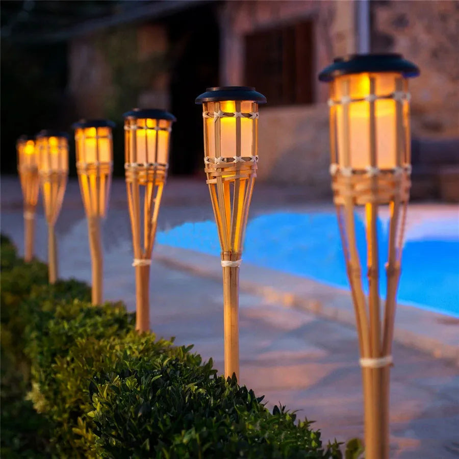 Skorter | SolarGlow - Bamboo Solar Garden Torch – Weatherproof LED Lighting for Garden & Terrace