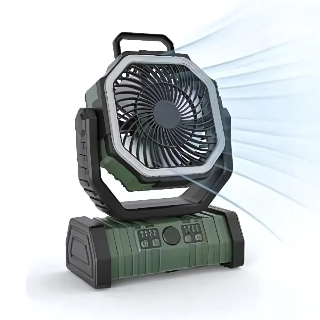 Skorter | PowerBreeze Camping Fan with LED & Powerbank – 20000mAh, Pivoting & Rechargeable