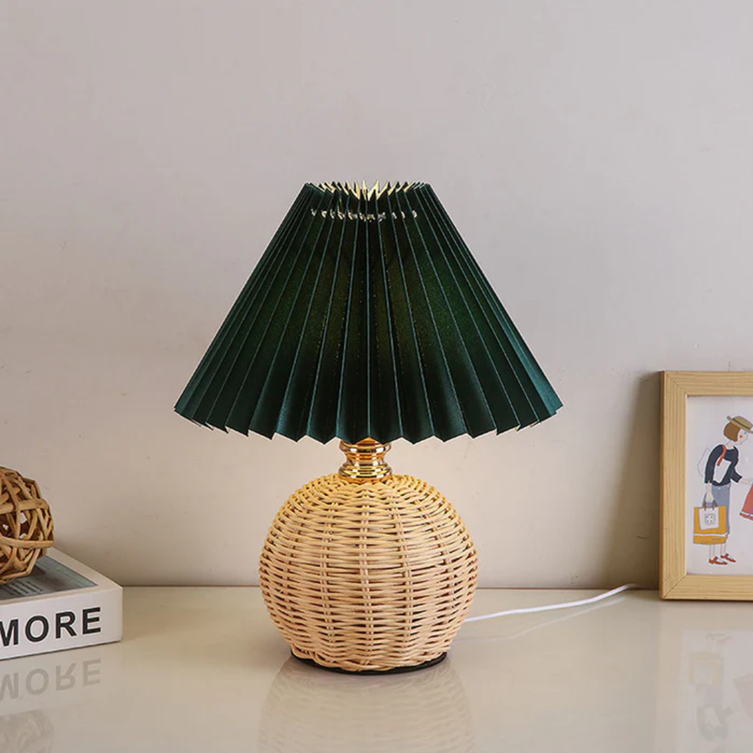 Skorter | Modern Table Lamp with White Pleated Shade