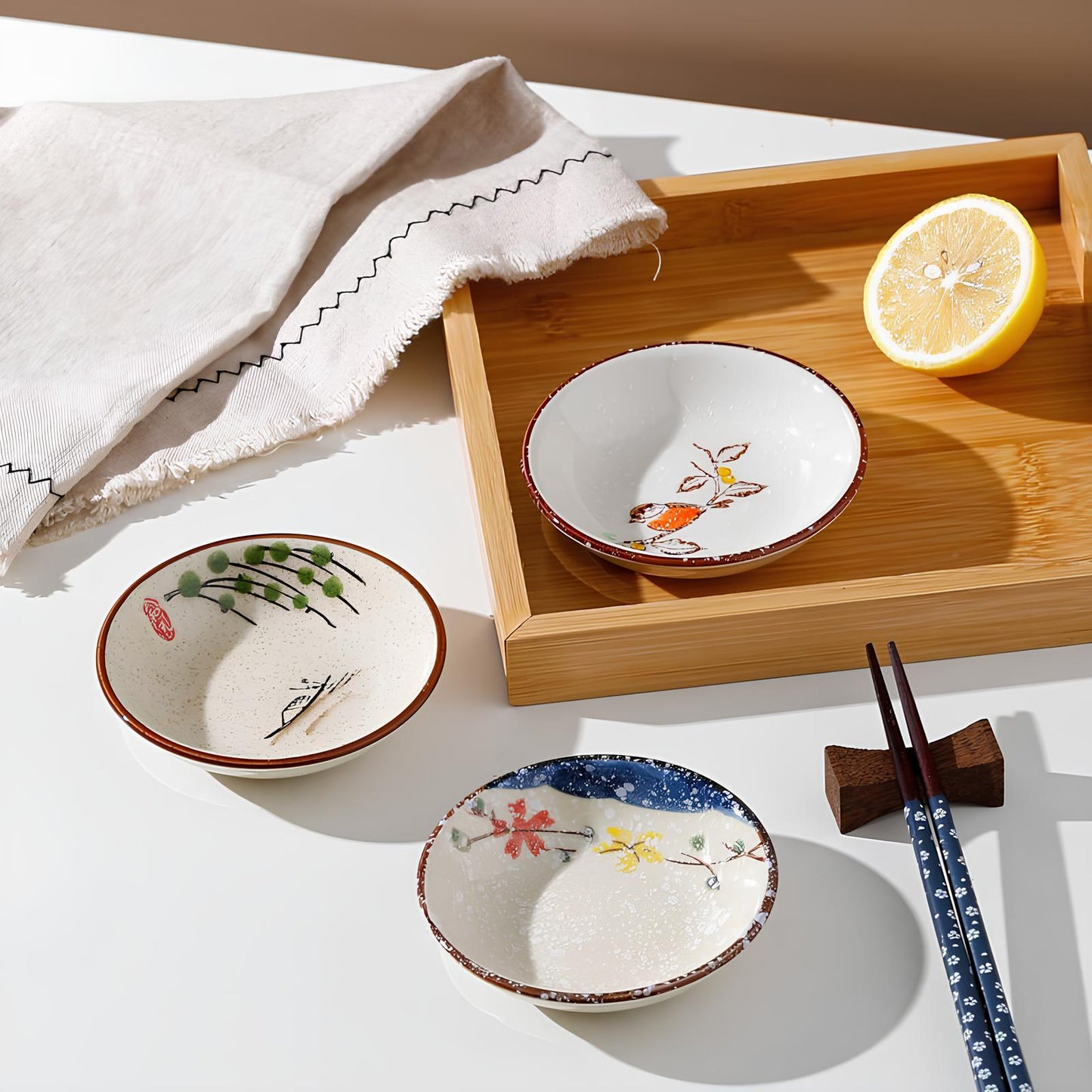 Skorter soy sauces in Japanese ceramics - 6pcs