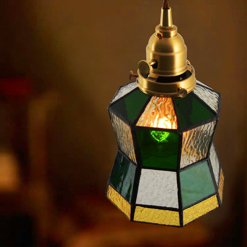 Skorter | Vintage Green Bottle Colored Bubble Glass Pendant Lamp