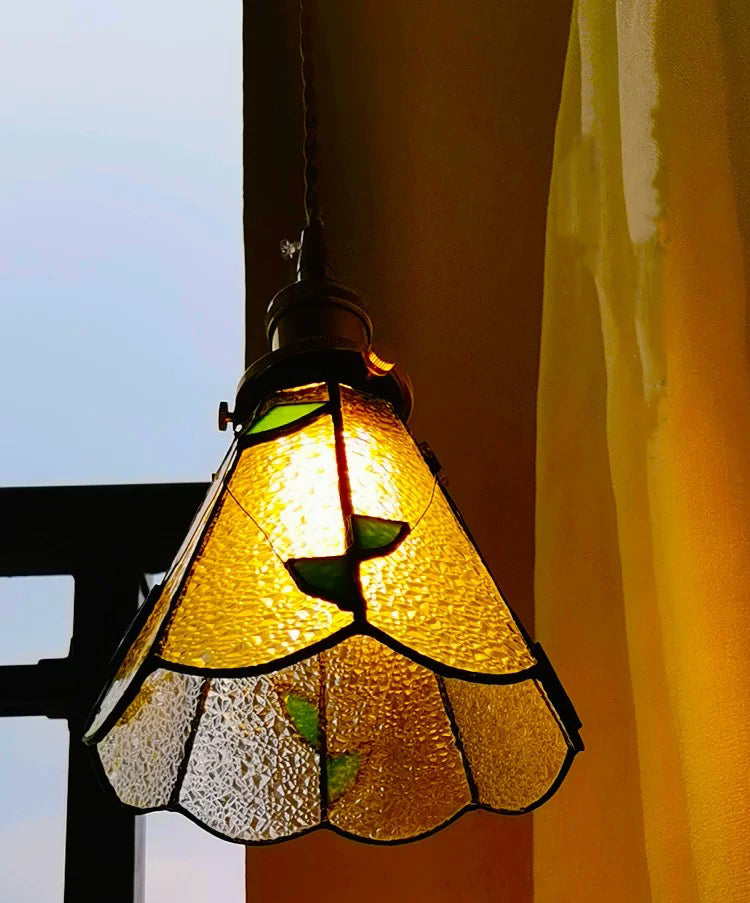 Skorter | Vintage Green Leaf Speckled Bubble Glass Pendant Lamp