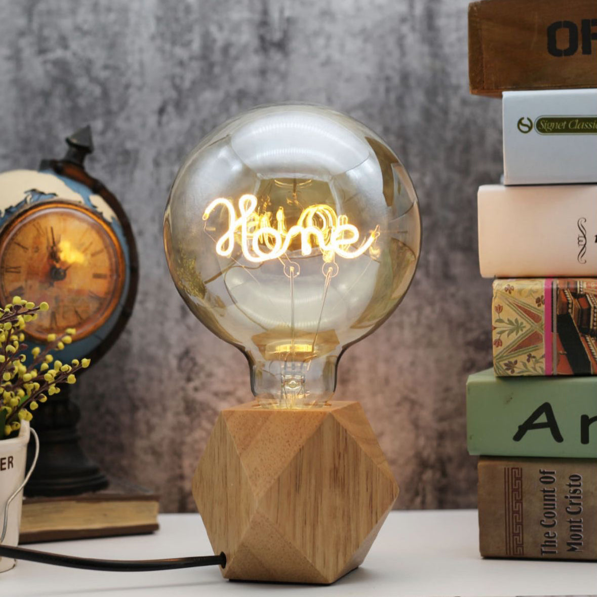 Skorter | Vintage Industrial Large LED Edison Globe with Filament Text Home