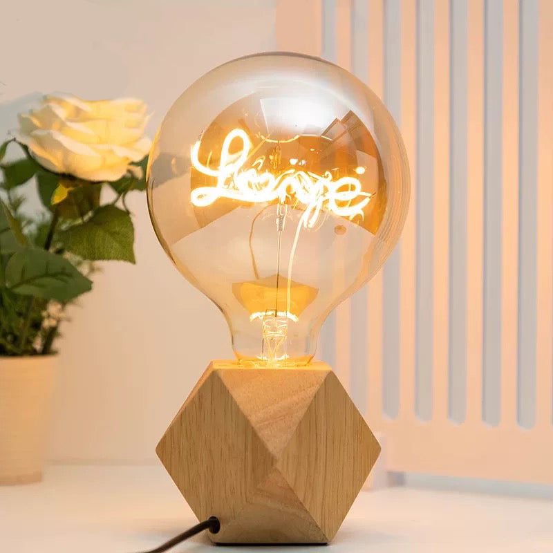 Skorter | Vintage industrial large LED Edison globe with filament text Love