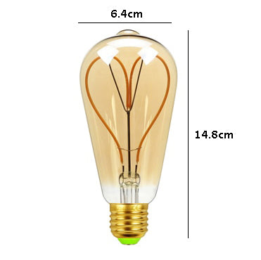 Skorter | Vintage industrial tear-shaped LED Edison globe with heart filament pattern