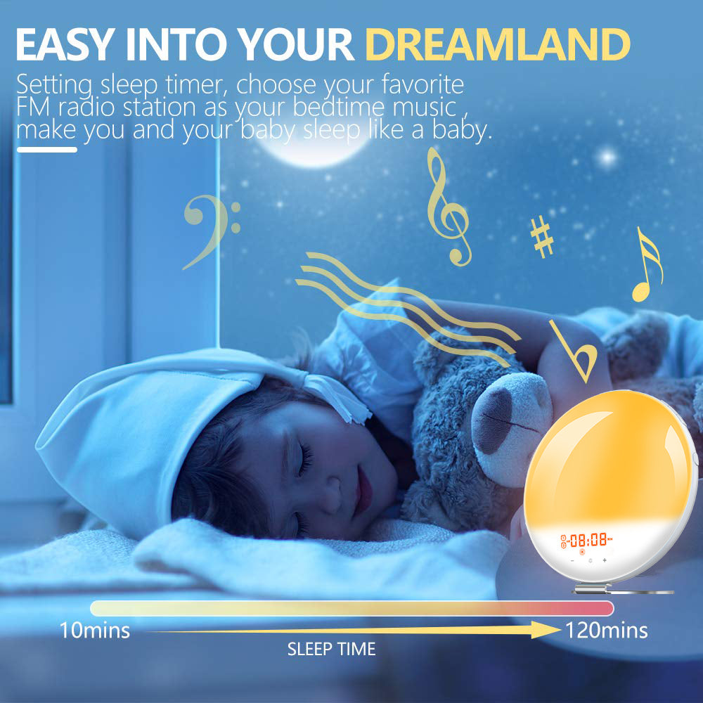 Sunrise Alarm Clock White Noise Sound Machine 7 Colors Night Light for Kids & Adult
