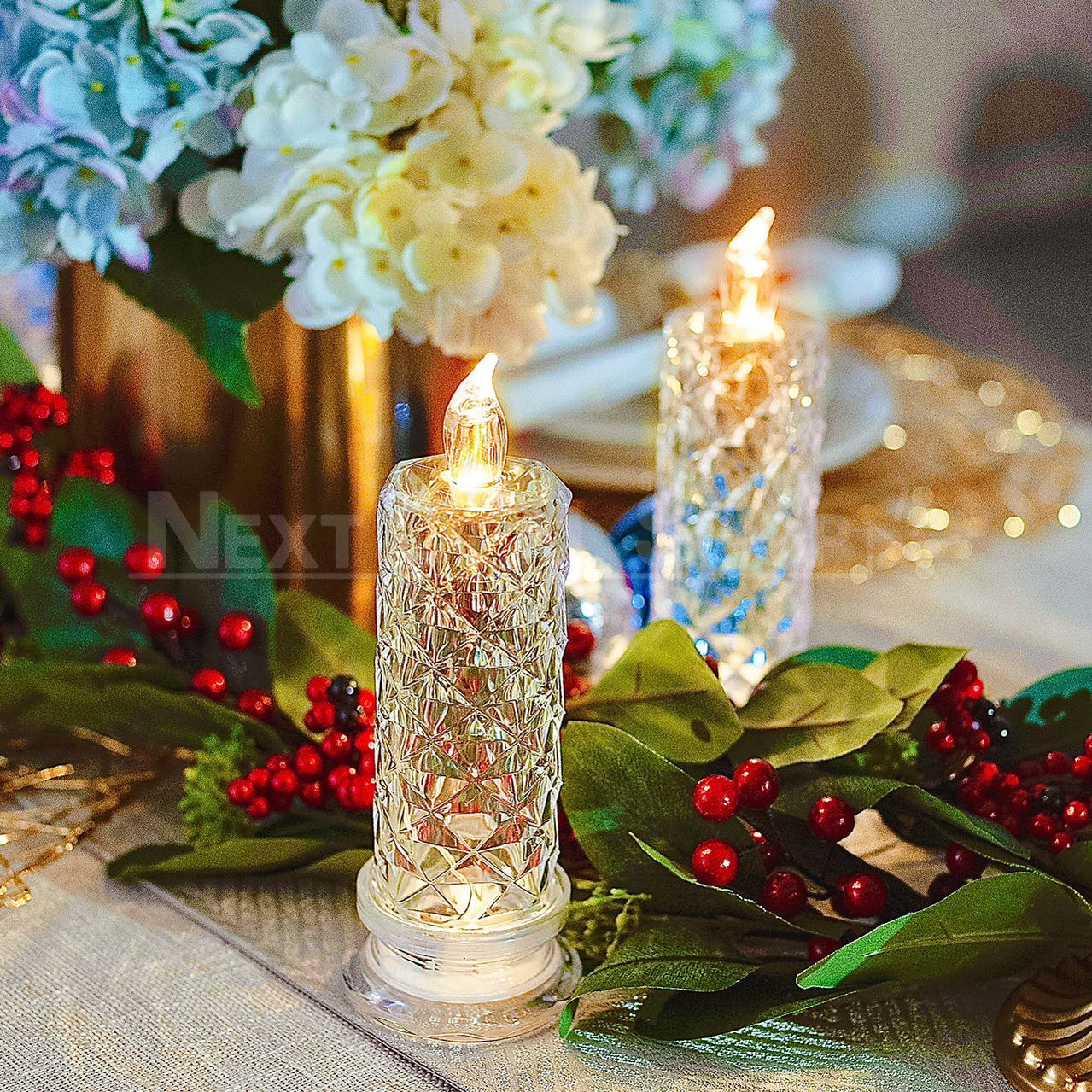 Skorter | Warm White Rose Quartz LED Candle Table Lamp
