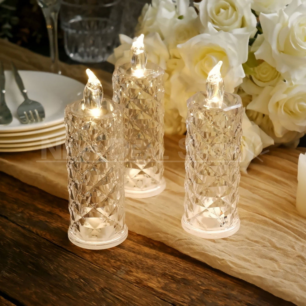 Skorter | Warm White Rose Quartz LED Candle Table Lamp