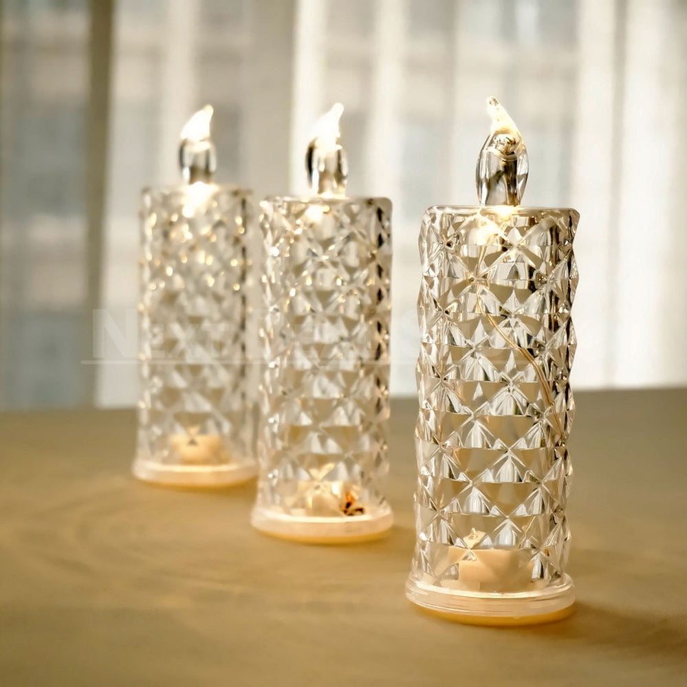Skorter | Warm White Rose Quartz LED Candle Table Lamp