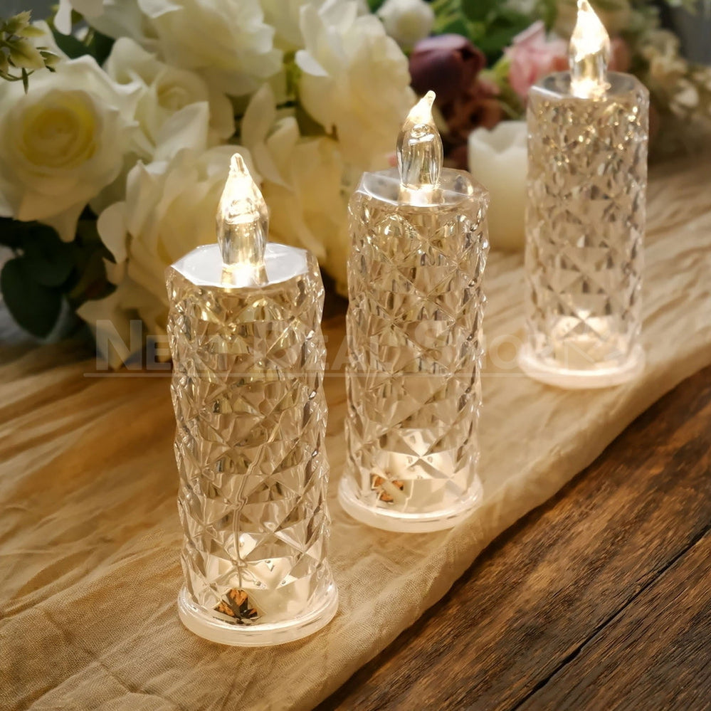 Skorter | Warm White Rose Quartz LED Candle Table Lamp