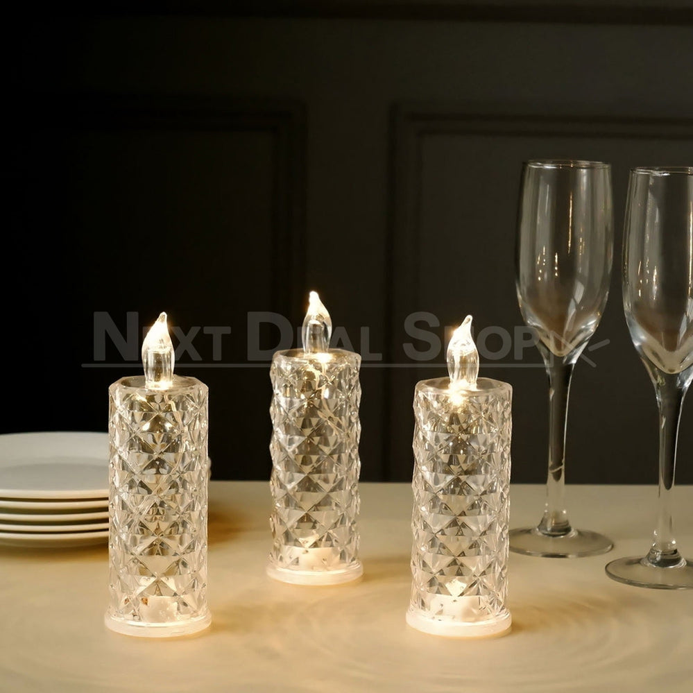 Skorter | Warm White Rose Quartz LED Candle Table Lamp